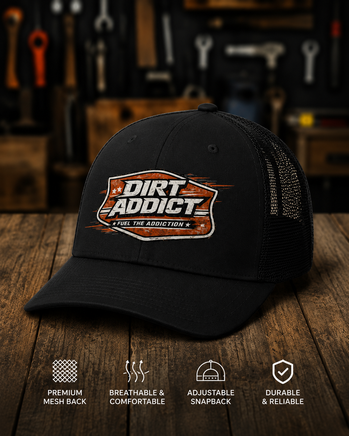 Dirt Addict Snapback Trucker Cap
